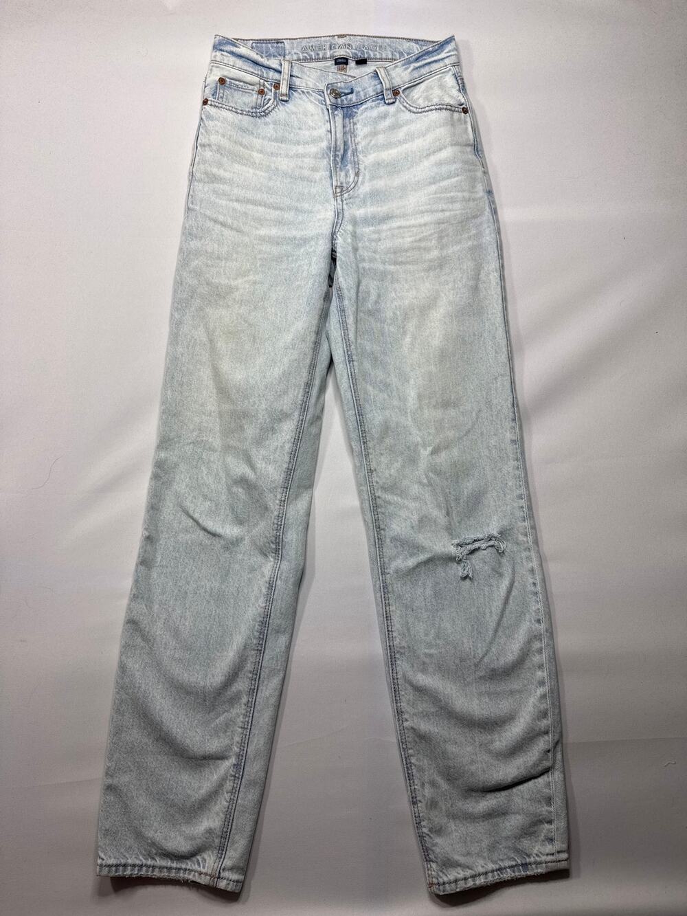 American Eagle Women's Highest Rise Baggy Straight Leg Jeans - Size 0 (27x31.5)‎